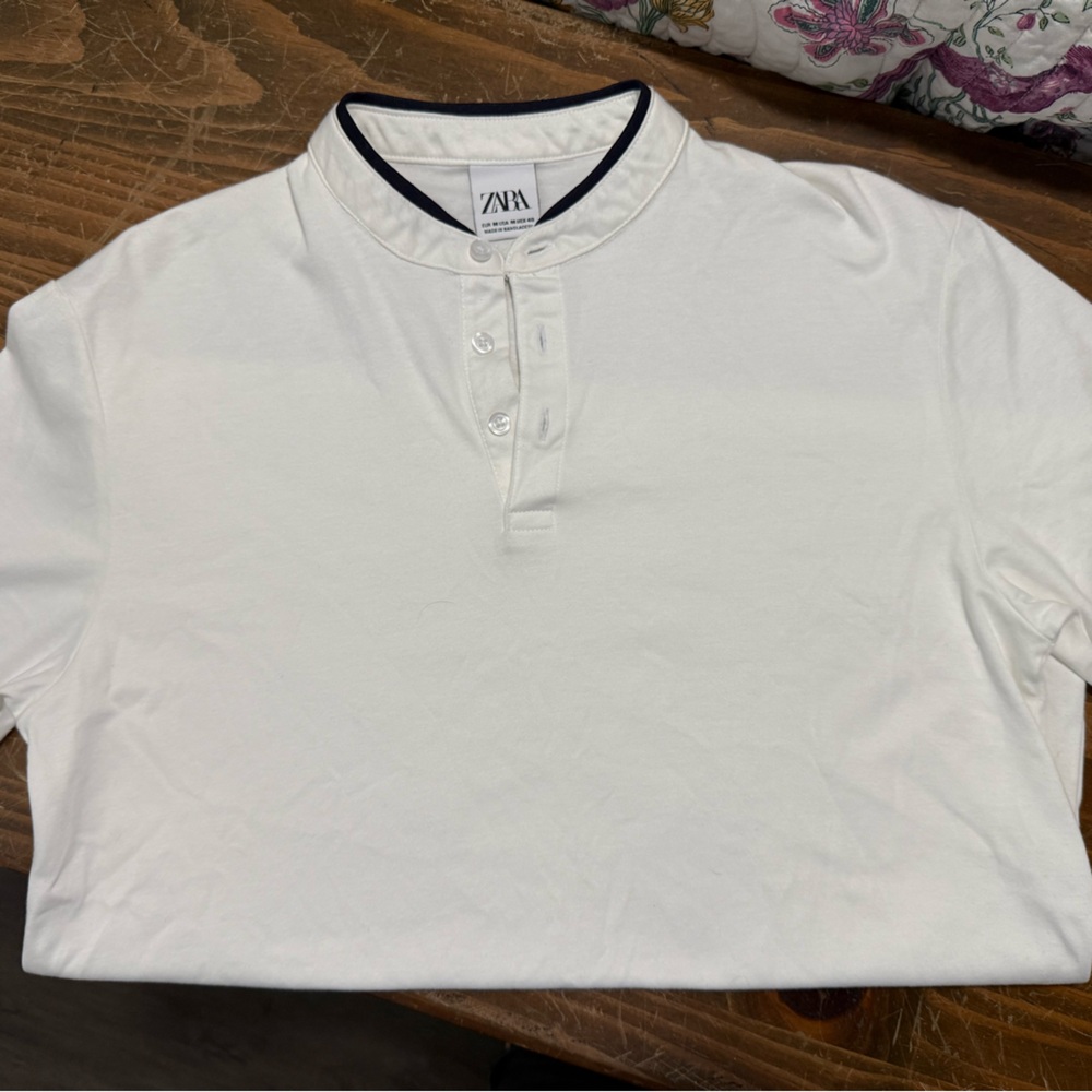 Zara Men's White Polo Shirt